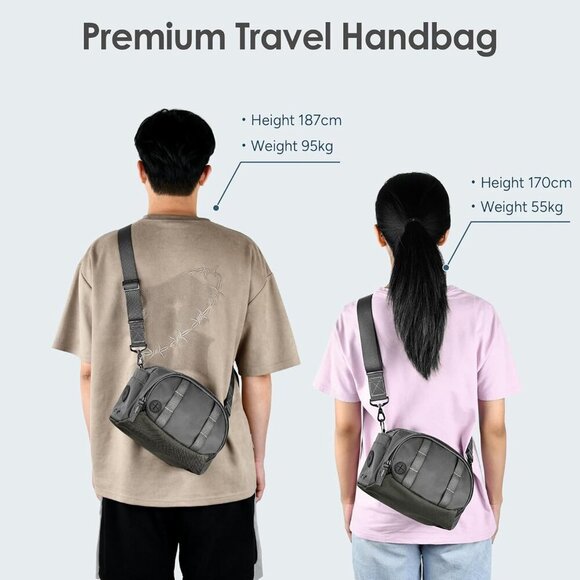 Stylish Gray Multi Pocket Crossbody Bag - Water Resistant Nylon for Teens - Picture 8 of 8